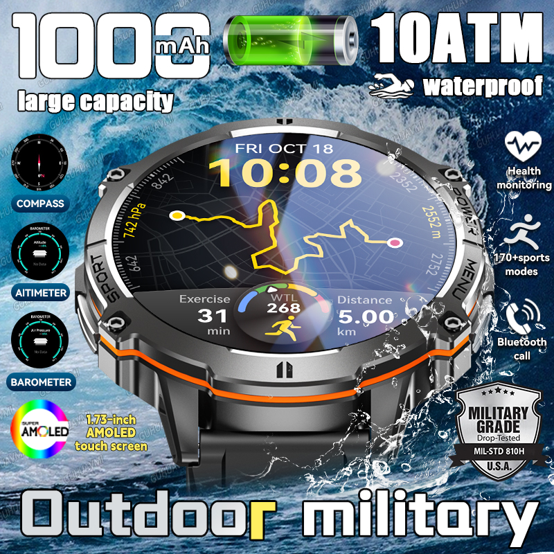 Altimeter Compass Watch - 2026New Military 1000mAh Sports SmartWatch Men