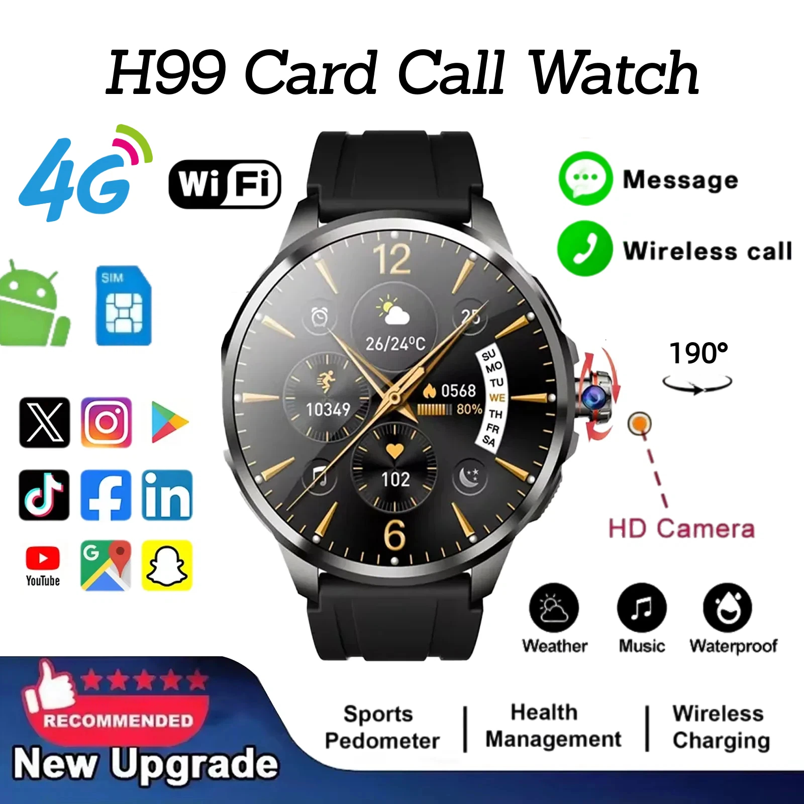 Hybrid Smartwatch - H99 Smart Watch Android Watches Amoled