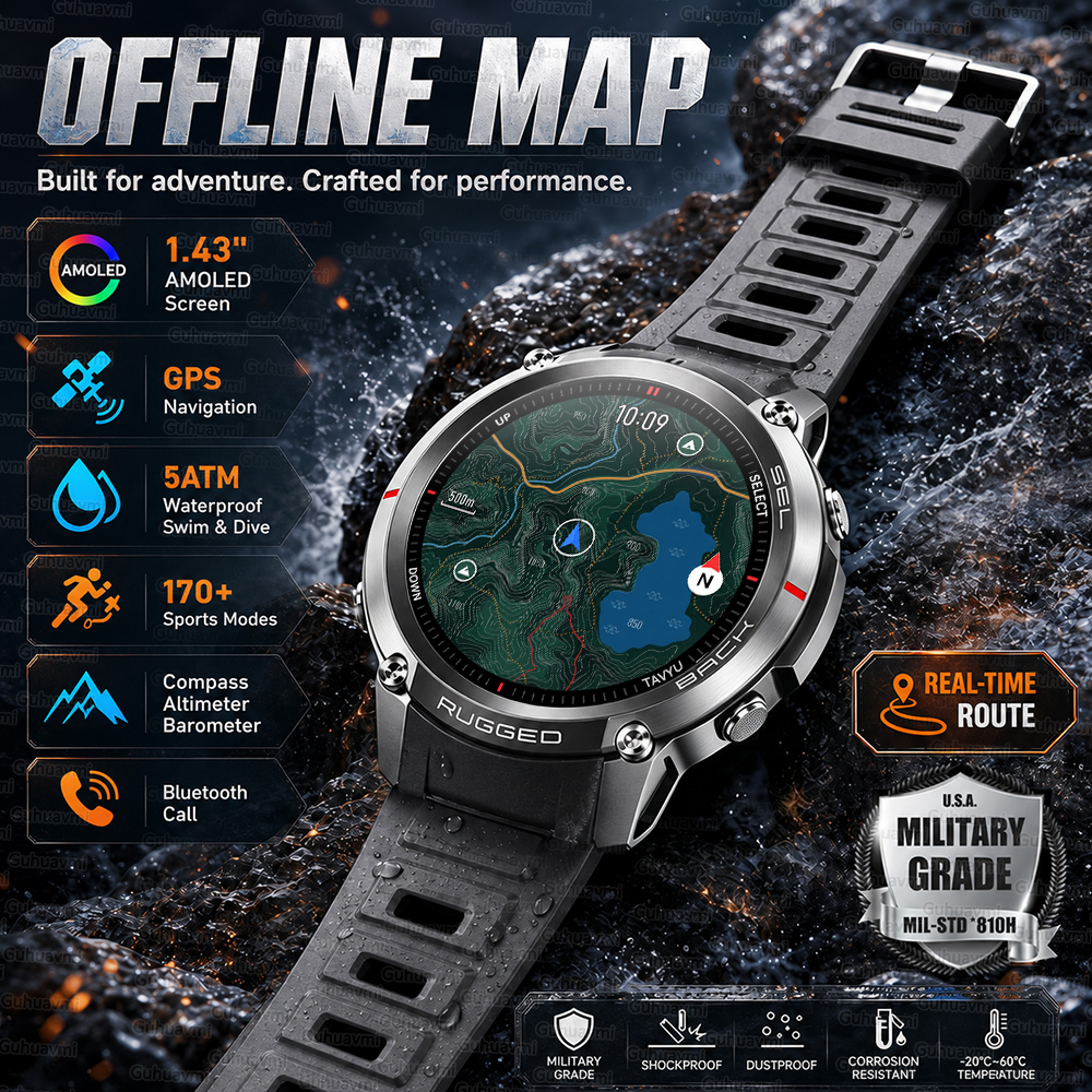 Smartwatch Watches Gift For Men - 2026 Military Satellite Offline Map GPS