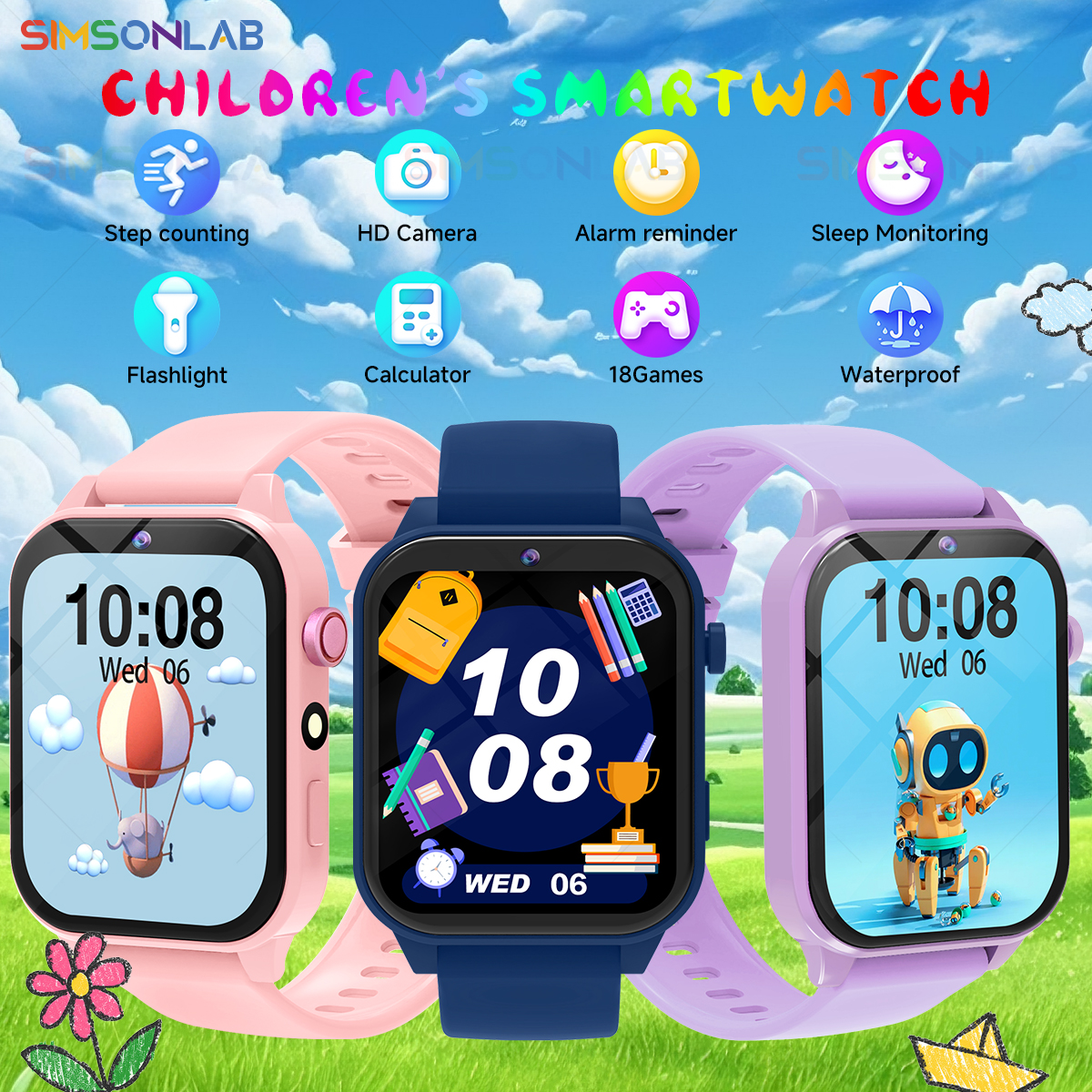 Smartwatch Watches Birthday Gift For Boys - Kids Smartwatch Game Flashlight Toy Waterproof