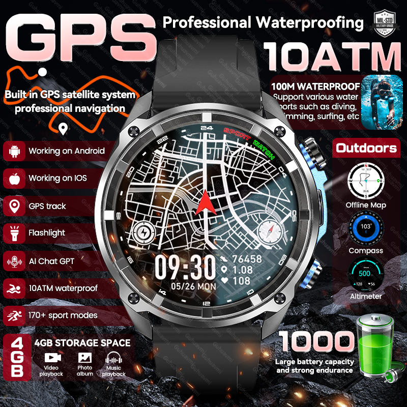 New Men Military GPS Map Smart - Smartwatch Watches Gift For Men ulasan dan harga