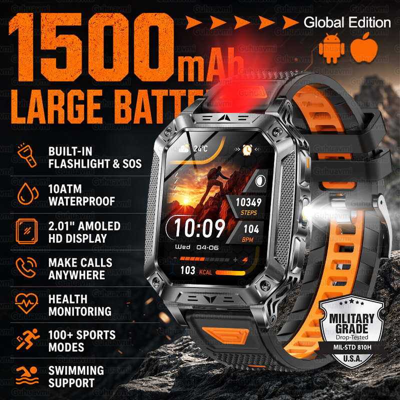 New 1500mAh Military Outdoor S - Smartwatch Watches For Men With Gps ulasan dan harga