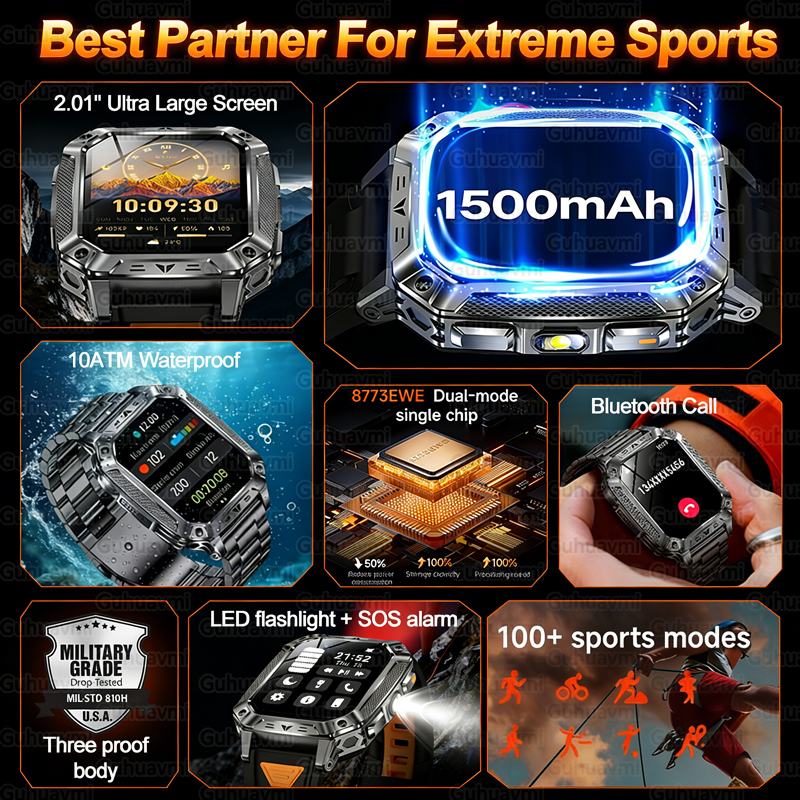 New 1500mAh Military Outdoor S - Smartwatch Watches For Men With Gps ulasan dan harga