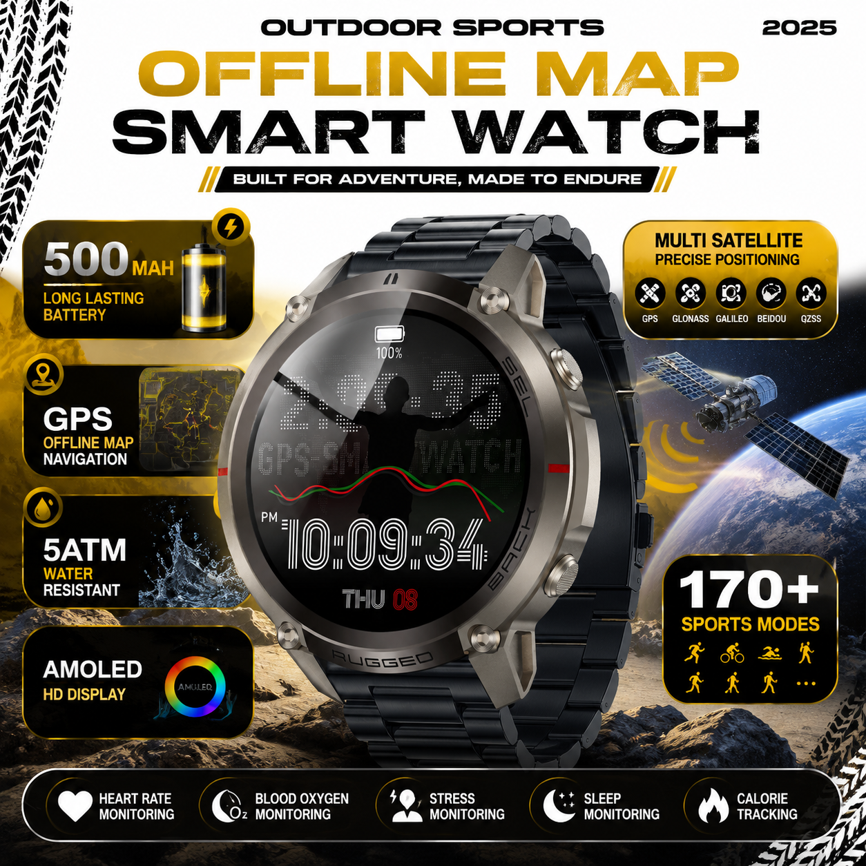 New GPS Sports Smartwatch, Off - Altimeter Compass Watch ulasan dan harga