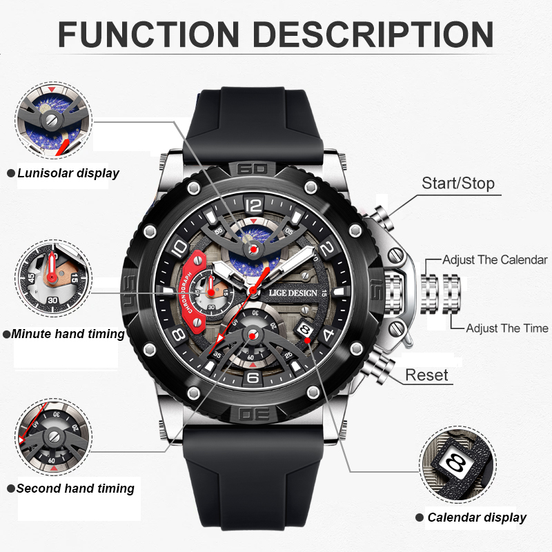 LIGE Top Brand Luxury Men Watc - Smartwatch Sports Watches For Men ulasan dan harga