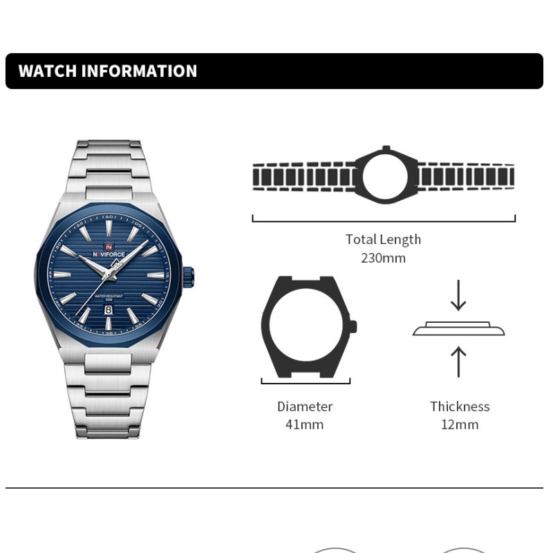 NAVIFORCE Luxury Men Sports Wa - Smartwatch Watches Gift For Men ulasan dan harga