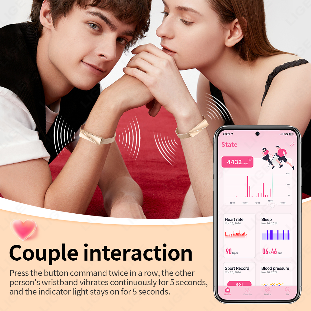 LIGE Call Reminder Smart Brace - Couple Watches Smartwatch ulasan dan harga