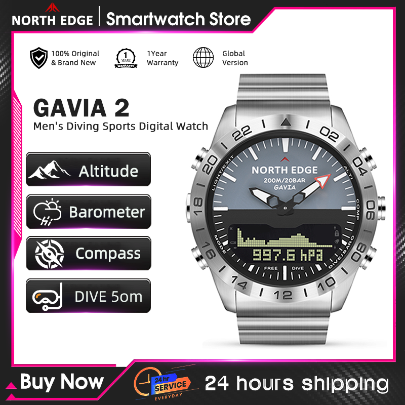 NORTH EDGE Mens Dive Watch Mil - Solar Powered Watch ulasan dan harga