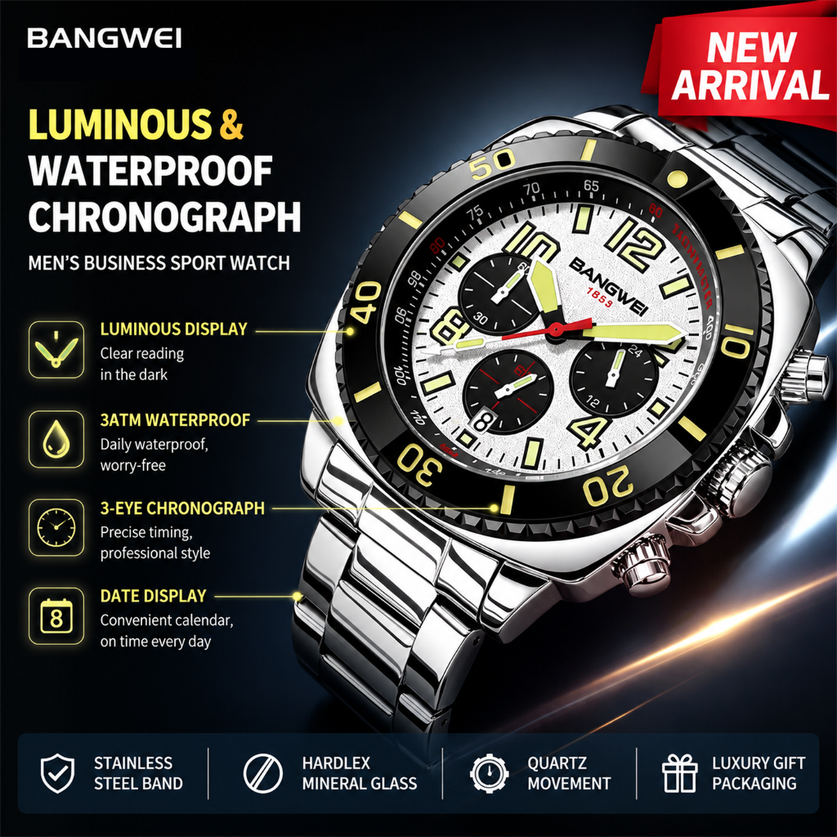 BANGWEI 2026 Luxury Men's Watc - Smartwatch Sports Watches For Men ulasan dan harga