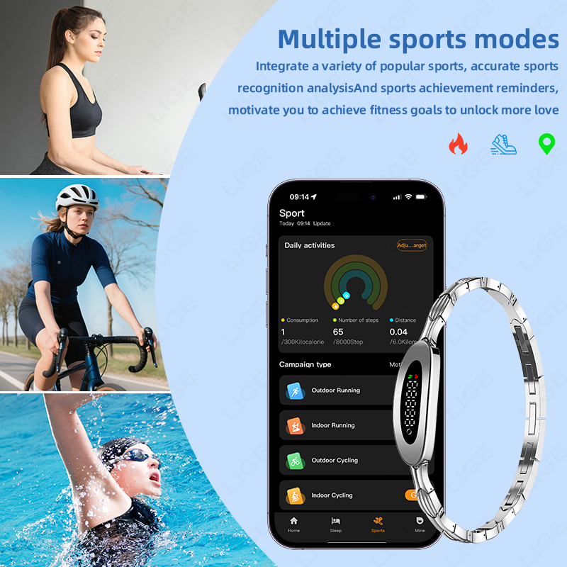 LIGE Women Smart Bracelet Hear - Couple Watches Smartwatch ulasan dan harga