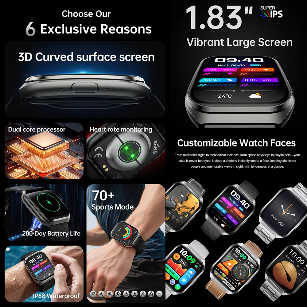 AMOLED 2026 HD 3D Curved surfa - Smartwatch Watches Gift For Men ulasan dan harga