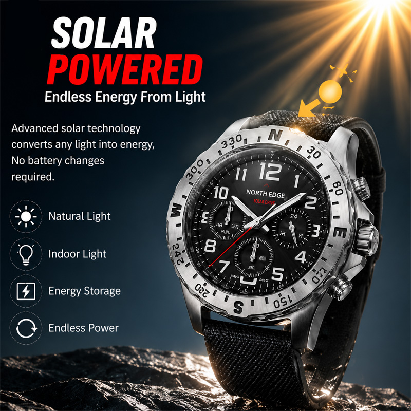 NORTH EDGE MACH 2 Men's Watche - Solar Powered Watch ulasan dan harga