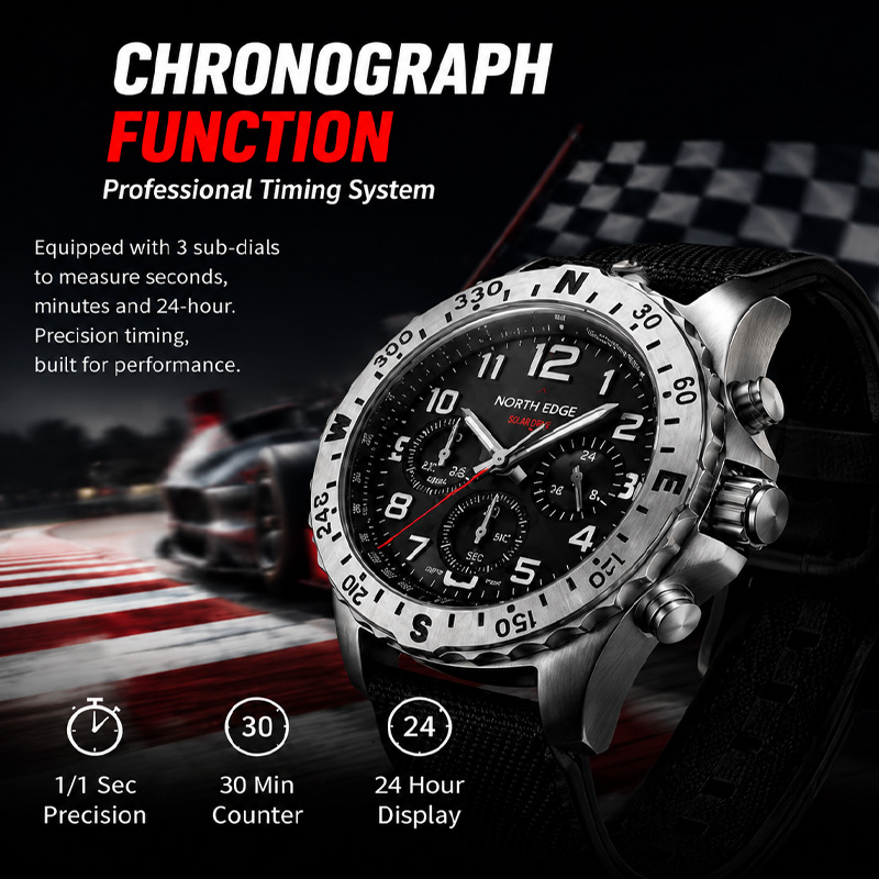 NORTH EDGE MACH 2 Men's Watche - Solar Powered Watch ulasan dan harga
