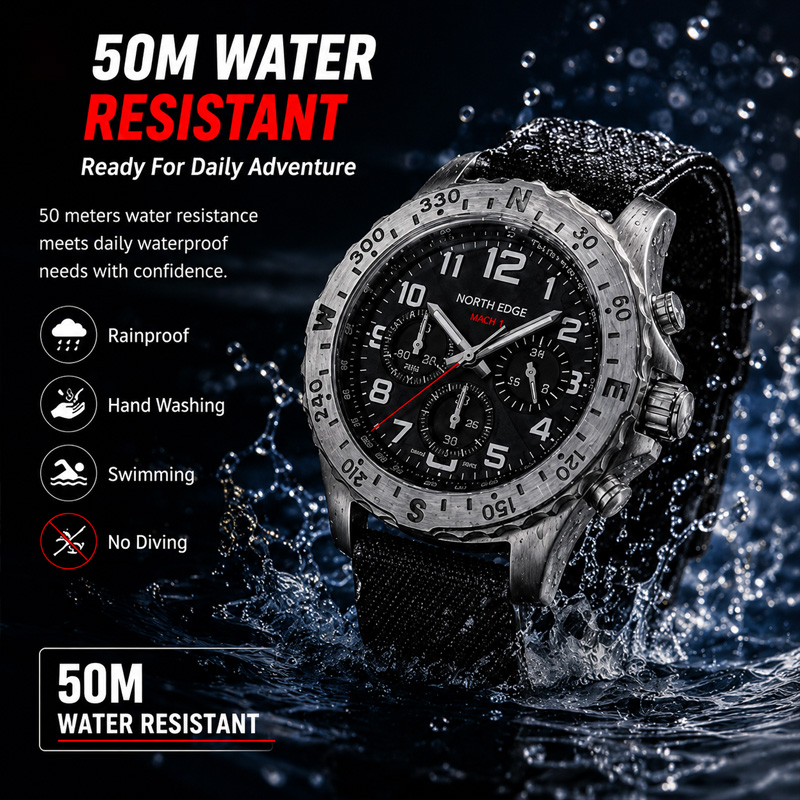 NORTH EDGE MACH 2 Men's Watche - Solar Powered Watch ulasan dan harga