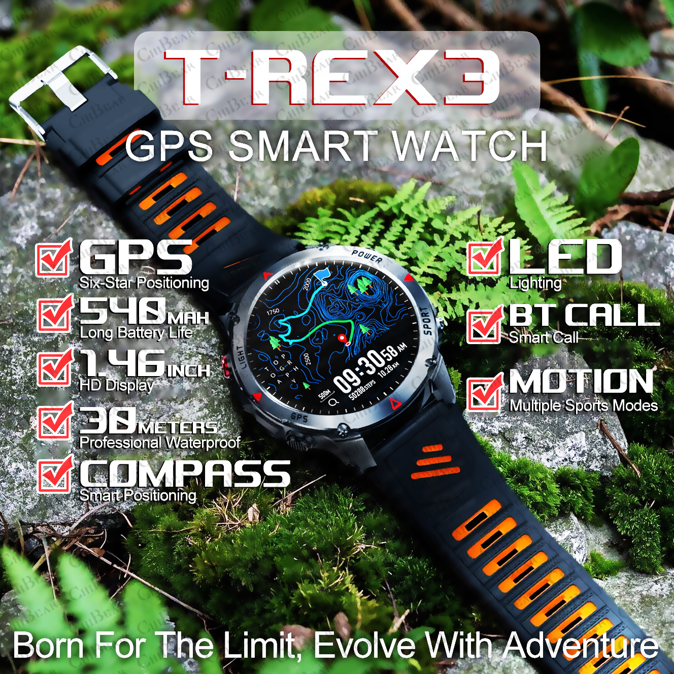 T-Rex 3 Built-in Dual-band GPS - Altimeter Compass Watch ulasan dan harga