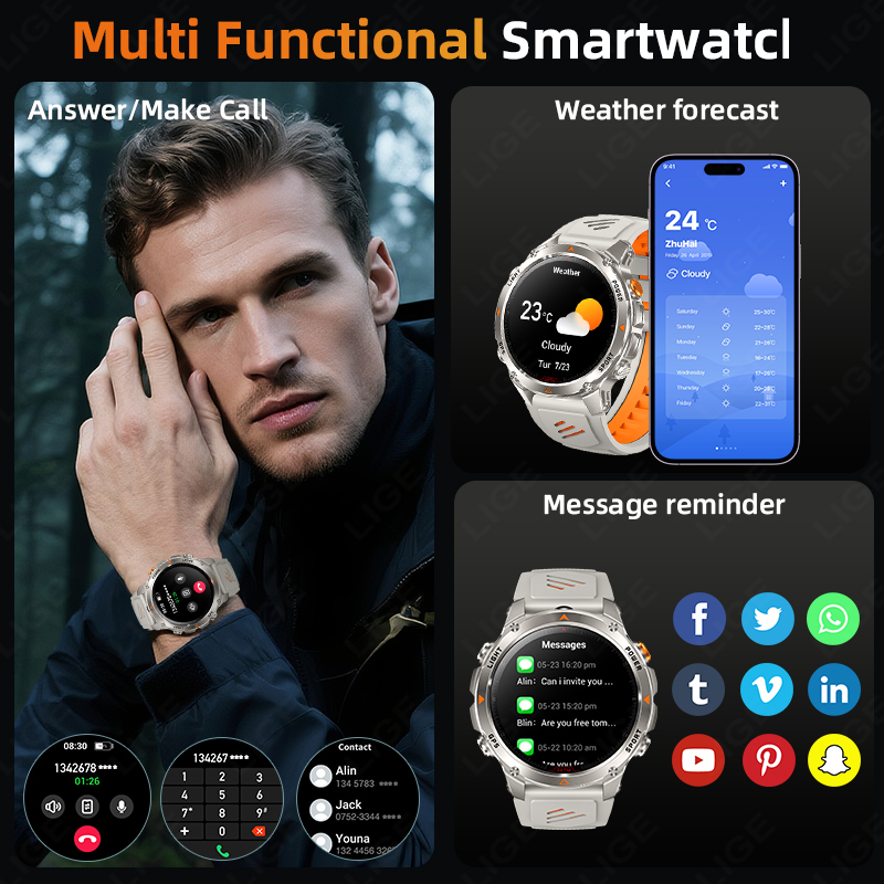 LIGE Rugged GPS Track Smart Wa - Smartwatch Watches For Men ulasan dan harga