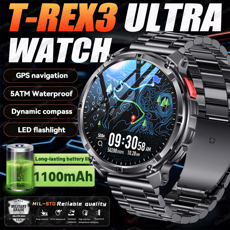 2026 New T-Rex3 Ultra 1100Mah  - Smartwatch Watches For Men With Gps ulasan dan harga