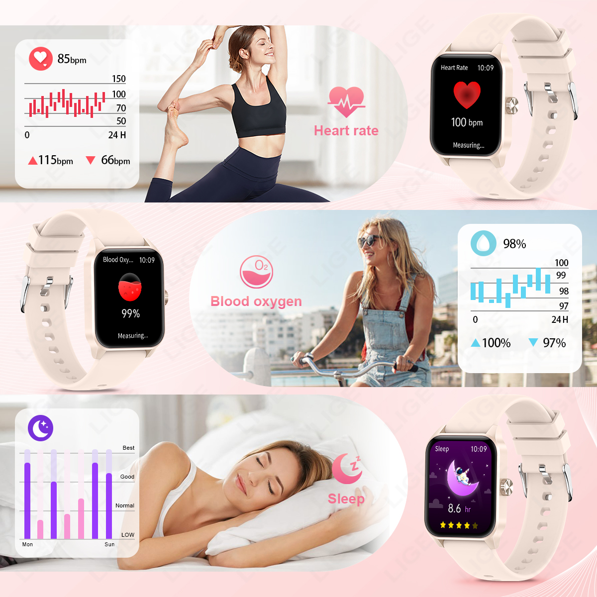 LIGE Fashion Smart Watch Women - Smartwatch Watches For Sale ulasan dan harga