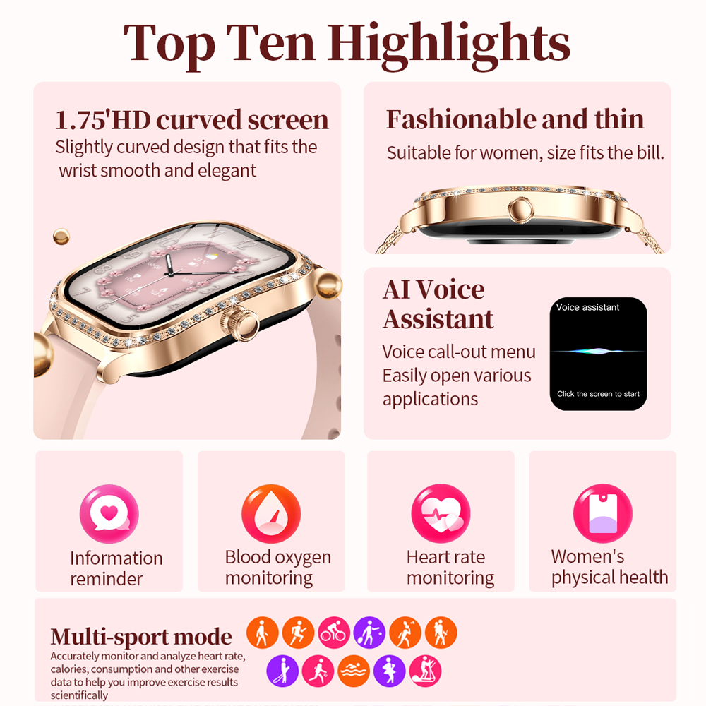 New Fashion Women's Smart Watc - Watches Ladies Smartwatch ulasan dan harga