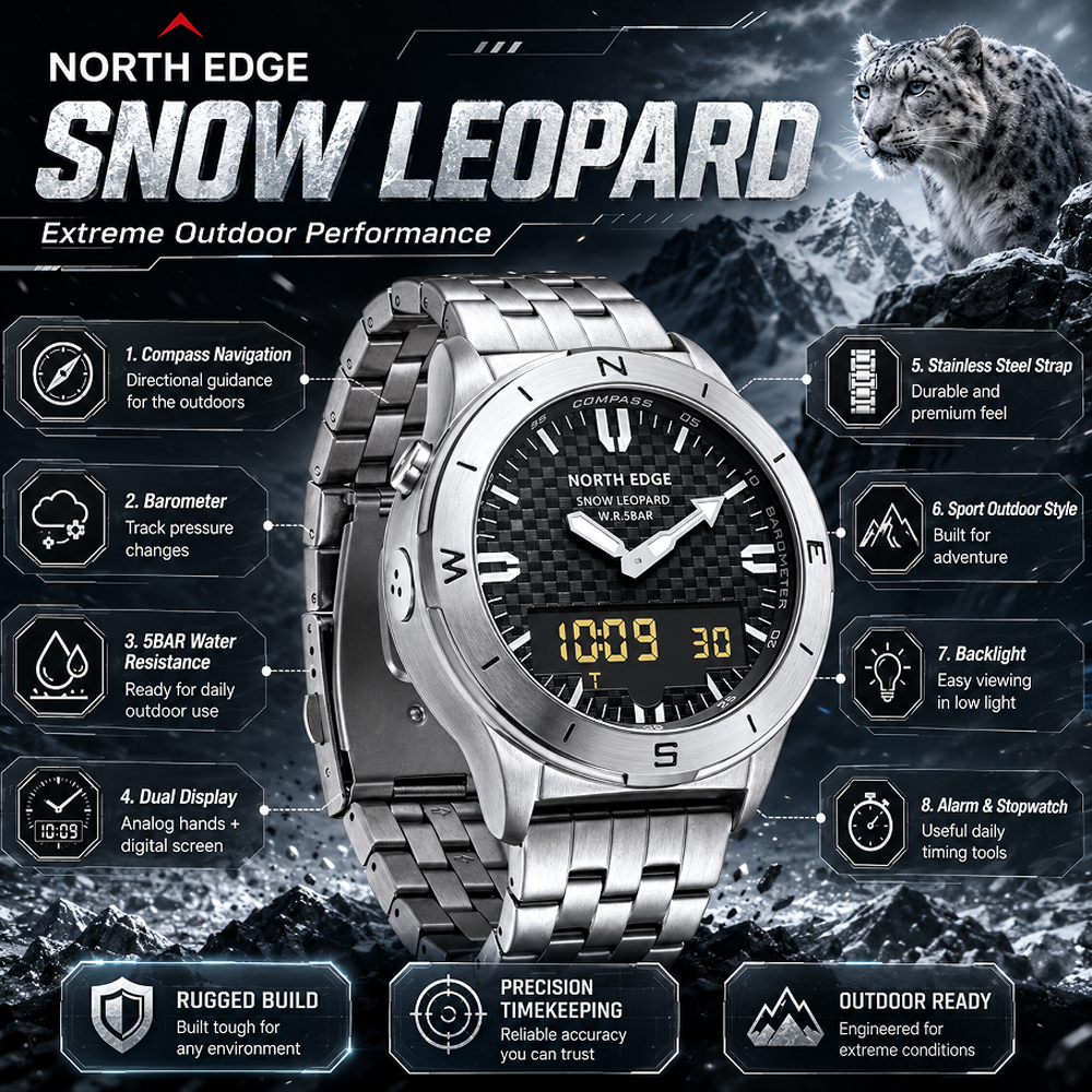 NORTH EDGE Men's Sports Digita - Altimeter Compass Watch ulasan dan harga