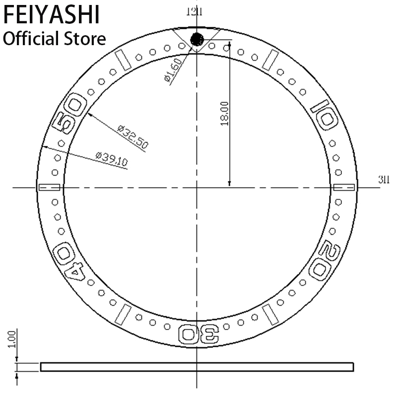 39.1mm Flat Aluminum Bezel Ins - Watch Bezel Insert ulasan dan harga